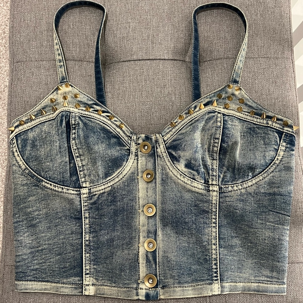 Denim Bralette Crop Top Studded Forever 21